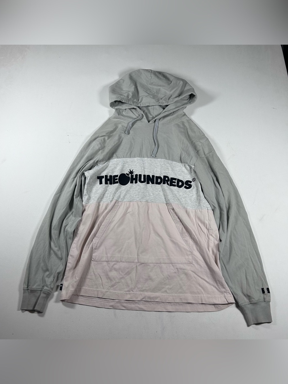 Vintage Y2K The Hundreds Adam Bomb Logo Spellout Hoodie Mens L Colorblock